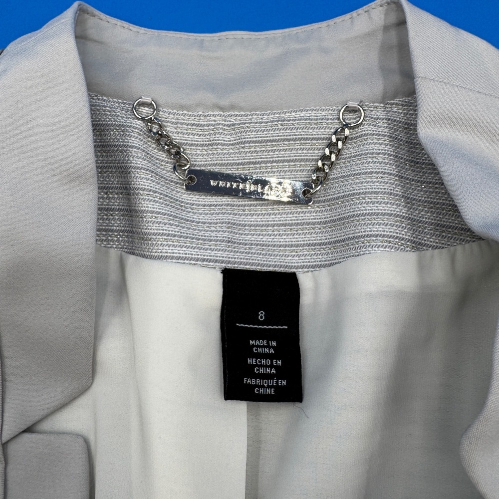 White House Black Market Grey Metallic Textured Peplum Blazer Jacket Size 8 - Picture 4 of 6